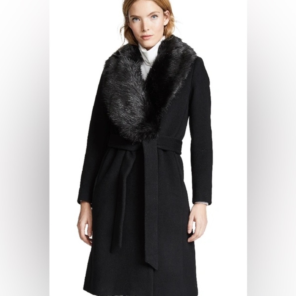 Club Monaco Lenoria Belted Wool Coat - Black - Medium